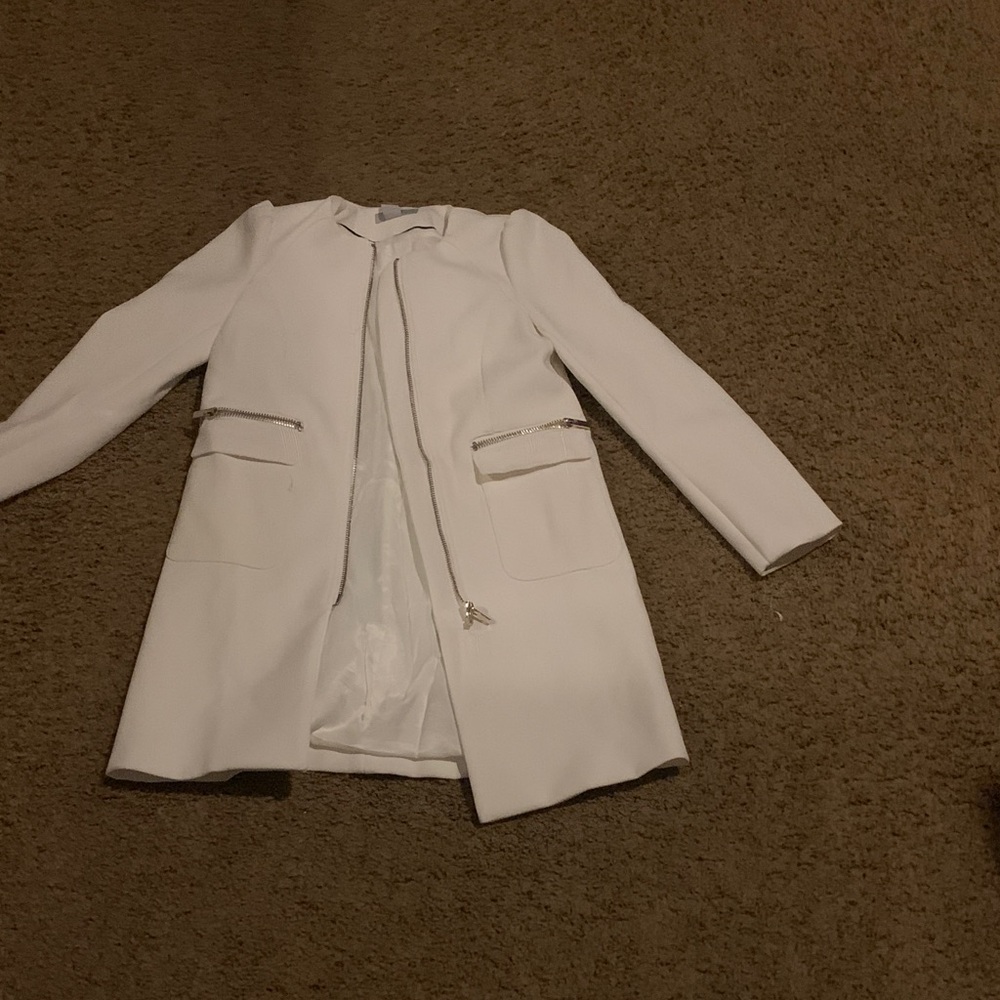 White Women's Zip-Front Coat Jacket